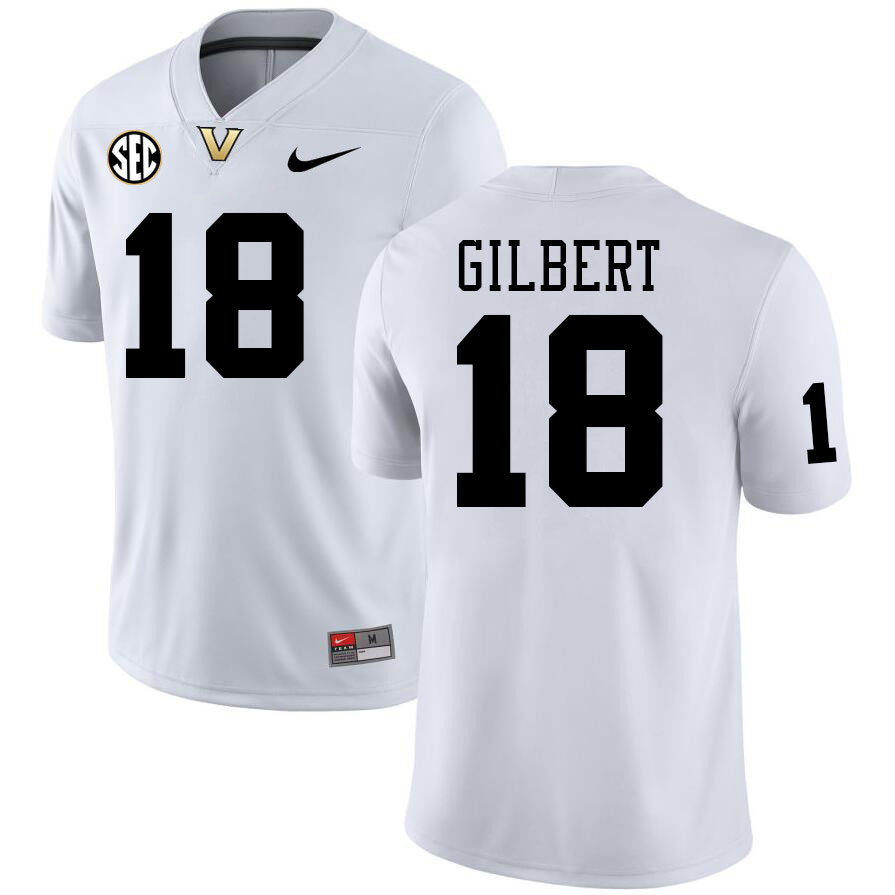 Vanderbilt Commodores #18 Jalen Gilbert College Football Jerseys Stitched-White